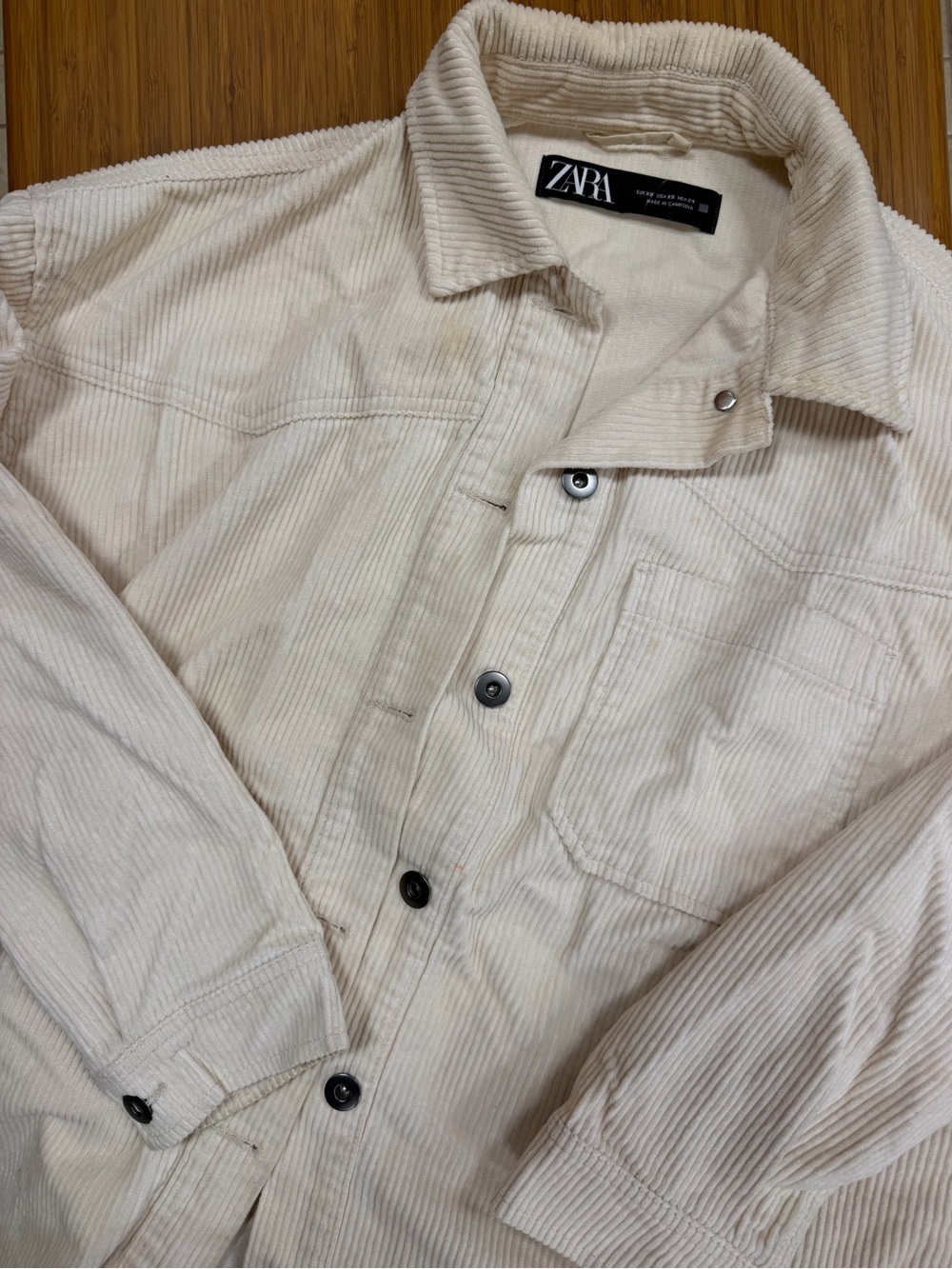 ZARA Cream Corduroy Shirt Jacket
